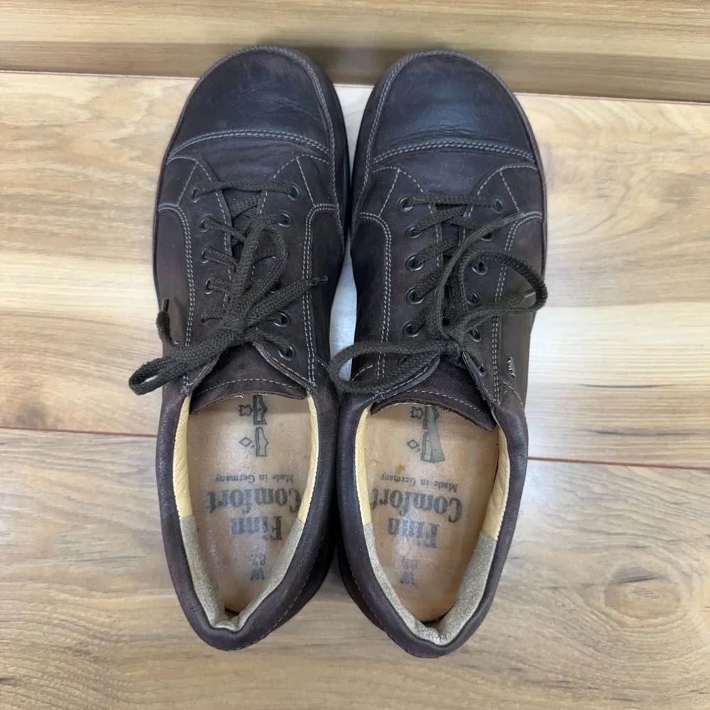 FINN Comfort Huelva Oxford Mens 9 W UK 8.5 Brown Leather Walking Casual Travel